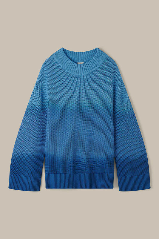 Amari - Oversized Knitted Jumper in Inked Blue Ombre