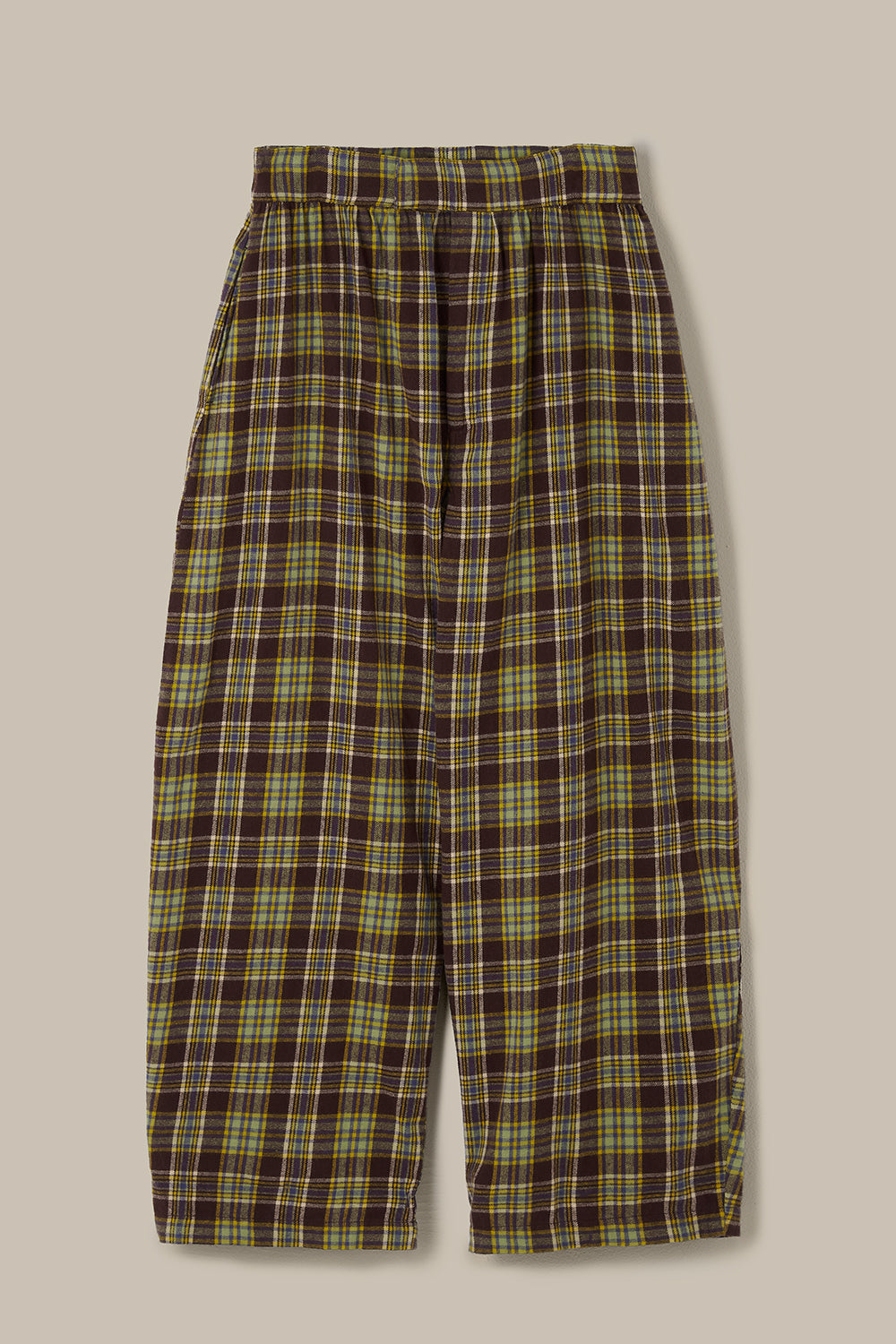 Beau - Barrel Leg Brushed Cotton Trousers in Winter Tartan