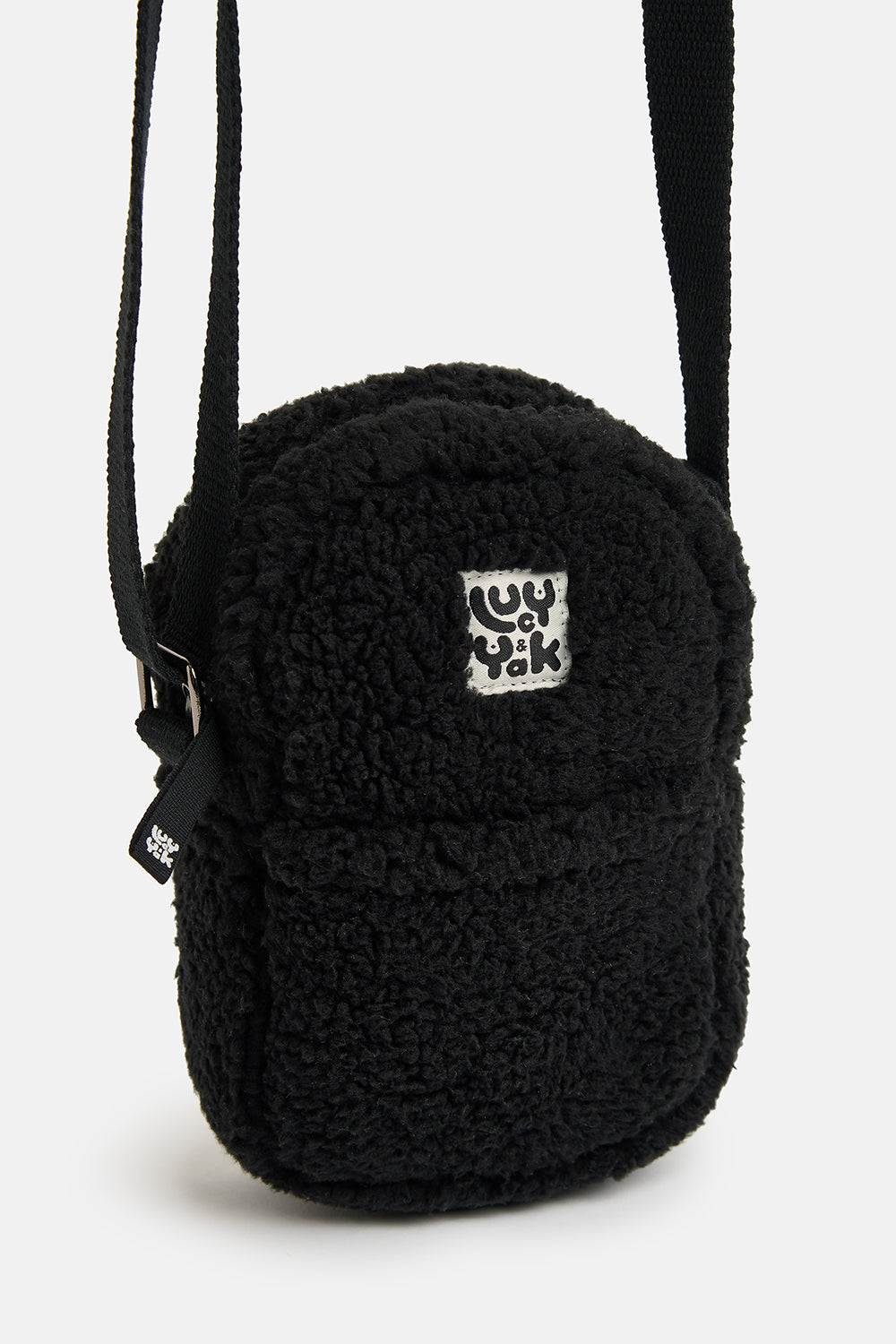 Brady - Borg Crossbody Bag in Black