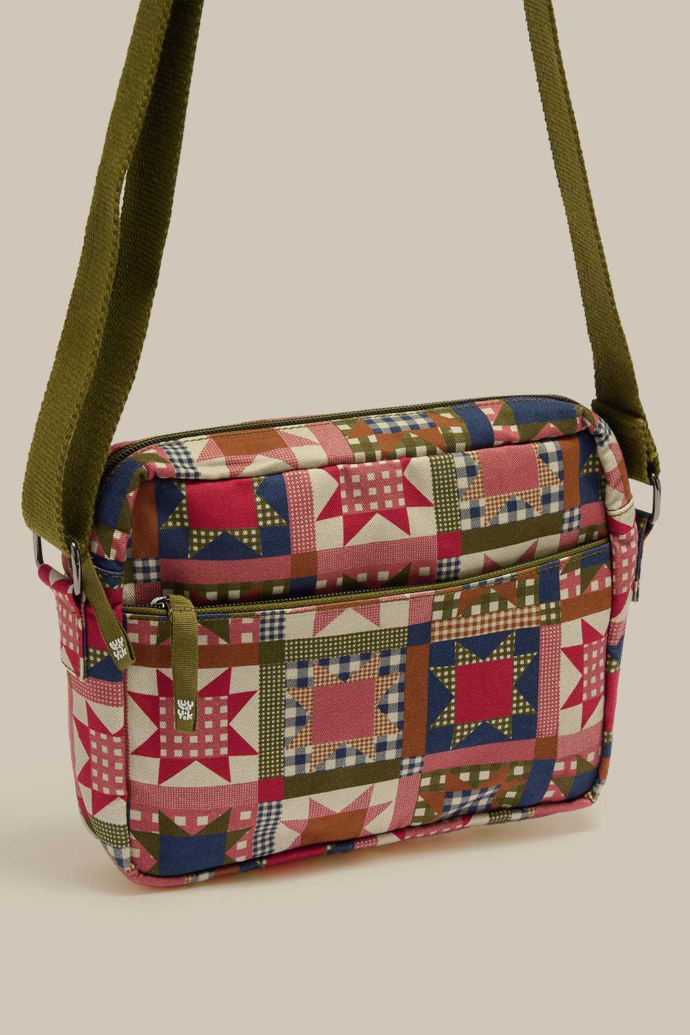 Dara - Cotton Crossbody Bag in Follow Trails Patchwork Print