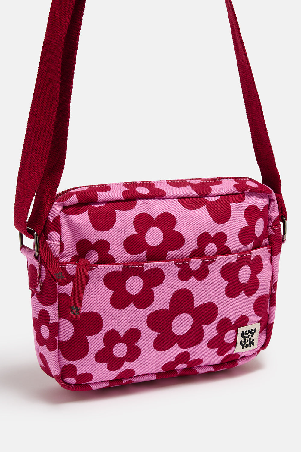 Dara - Cotton Crossbody Bag in Pink and Red Bubble Floral