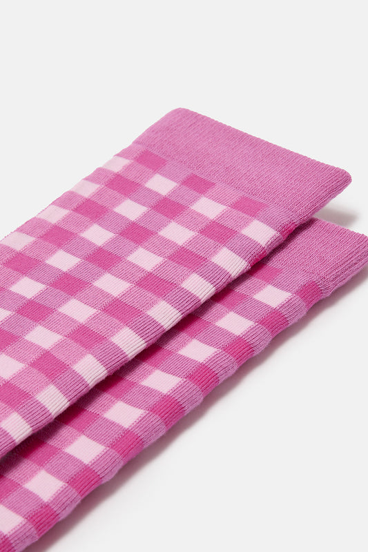 JoJo - Cotton Socks in Pink Check