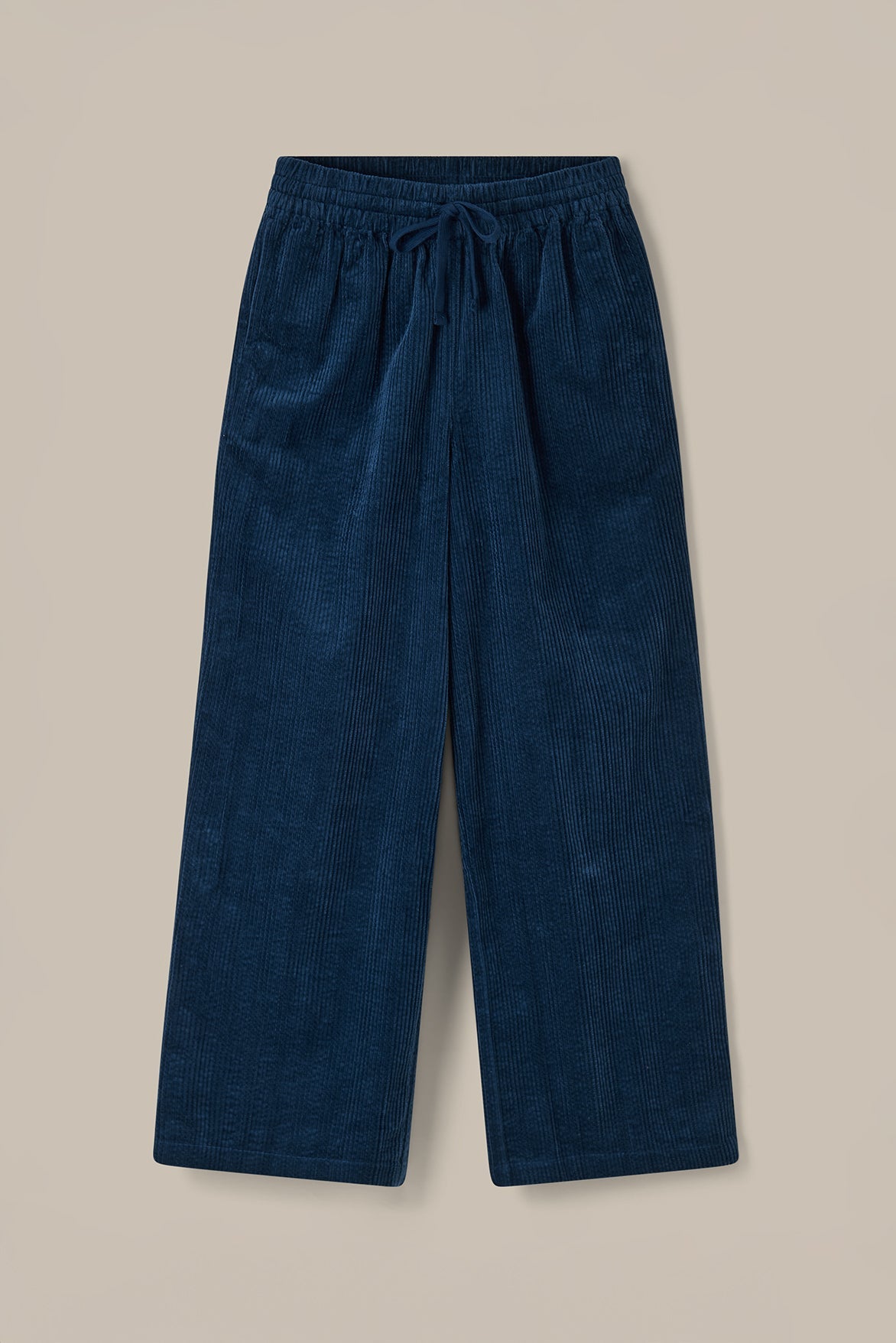 Norris - Wide Leg Corduroy Trousers in Navy
