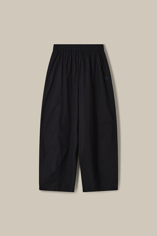 Obregon - Barrel Leg Cotton Trousers in Black