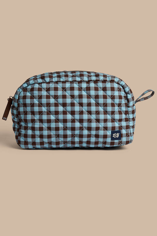 Amaliah - Large Washbag in Blue and Brown Check
