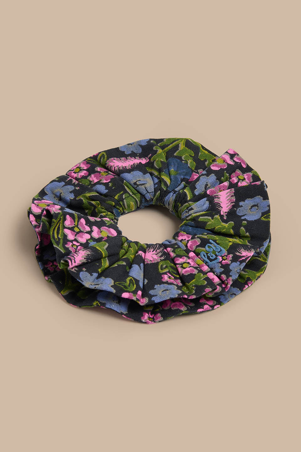 Anya - Double Layered Scrunchie in Grunge Ditsy Floral