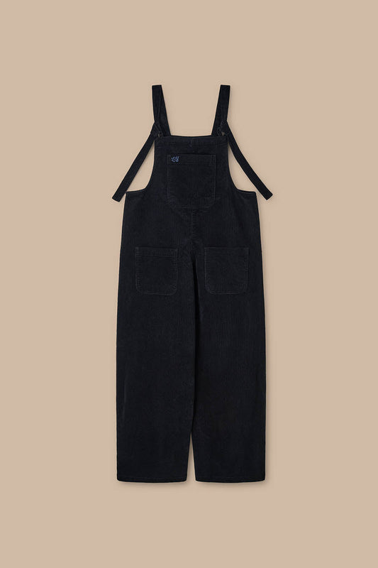 Arlo - Cord Wide Leg Dungaree in Black