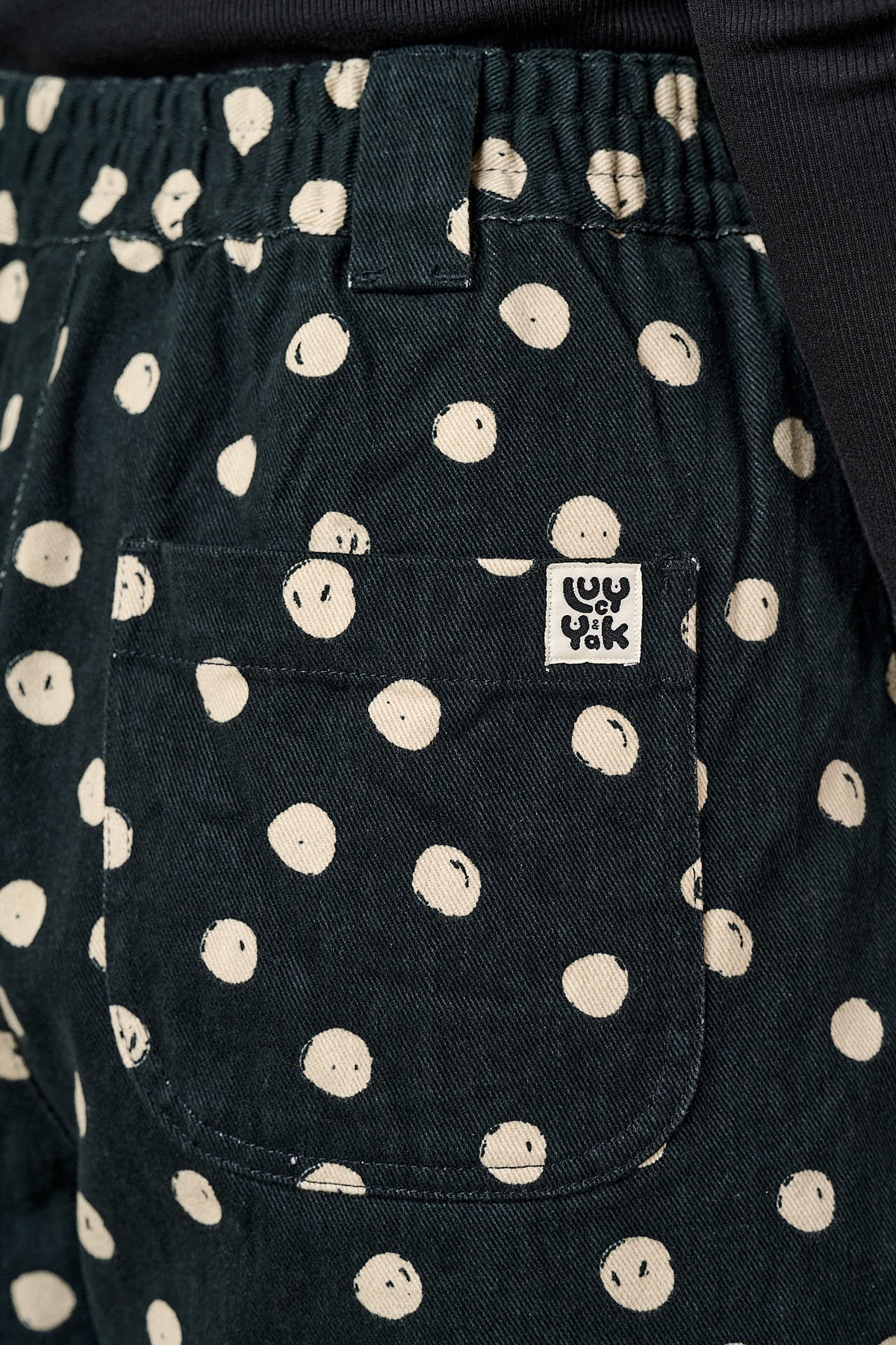 Ashby Barrel Leg Trousers - Cotton in Polka Dot Black and Ecru