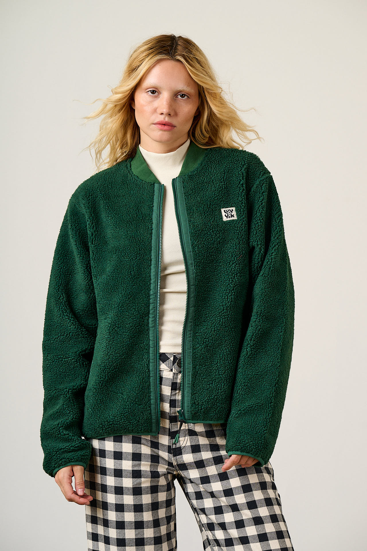 Cassie - Fleece Bomber Jacket in Green