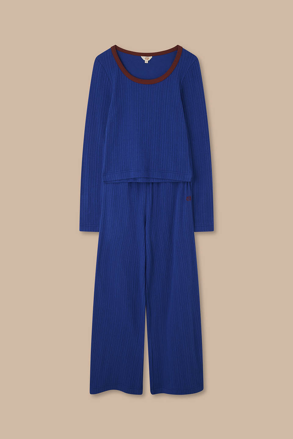 Celeste - Long Sleeve Pyjama in Blue and Burgundy