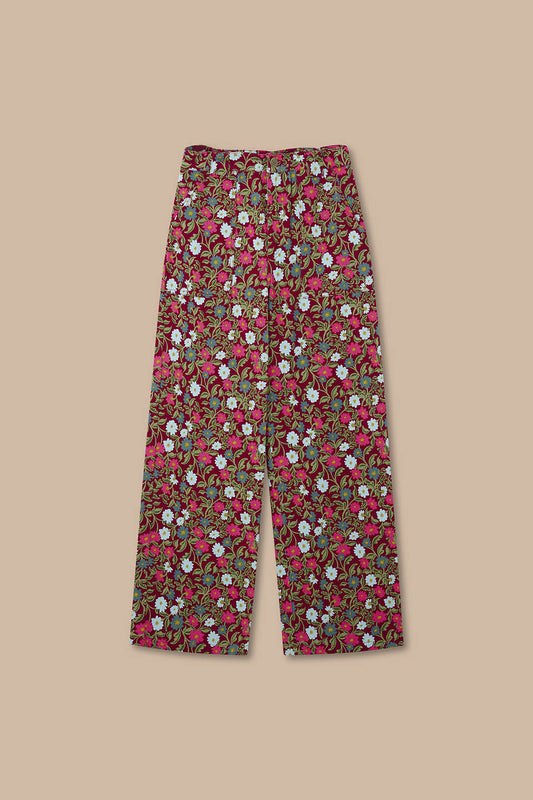 Delores - Wide Leg Cotton Trousers in Palace Floral Print