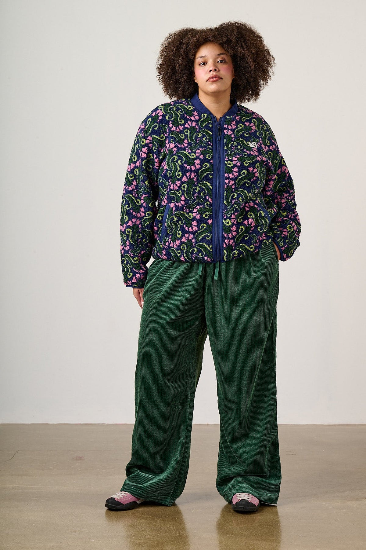 Cassie - Fleece Bomber in Tulip Swirl