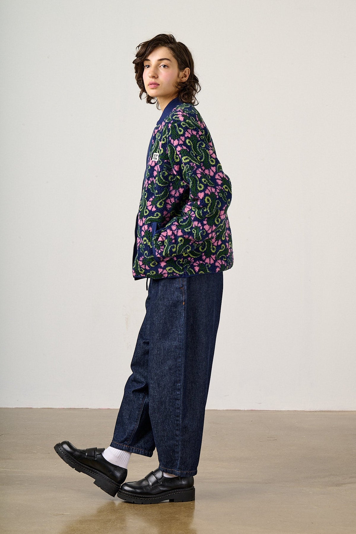 Cassie - Fleece Bomber in Tulip Swirl