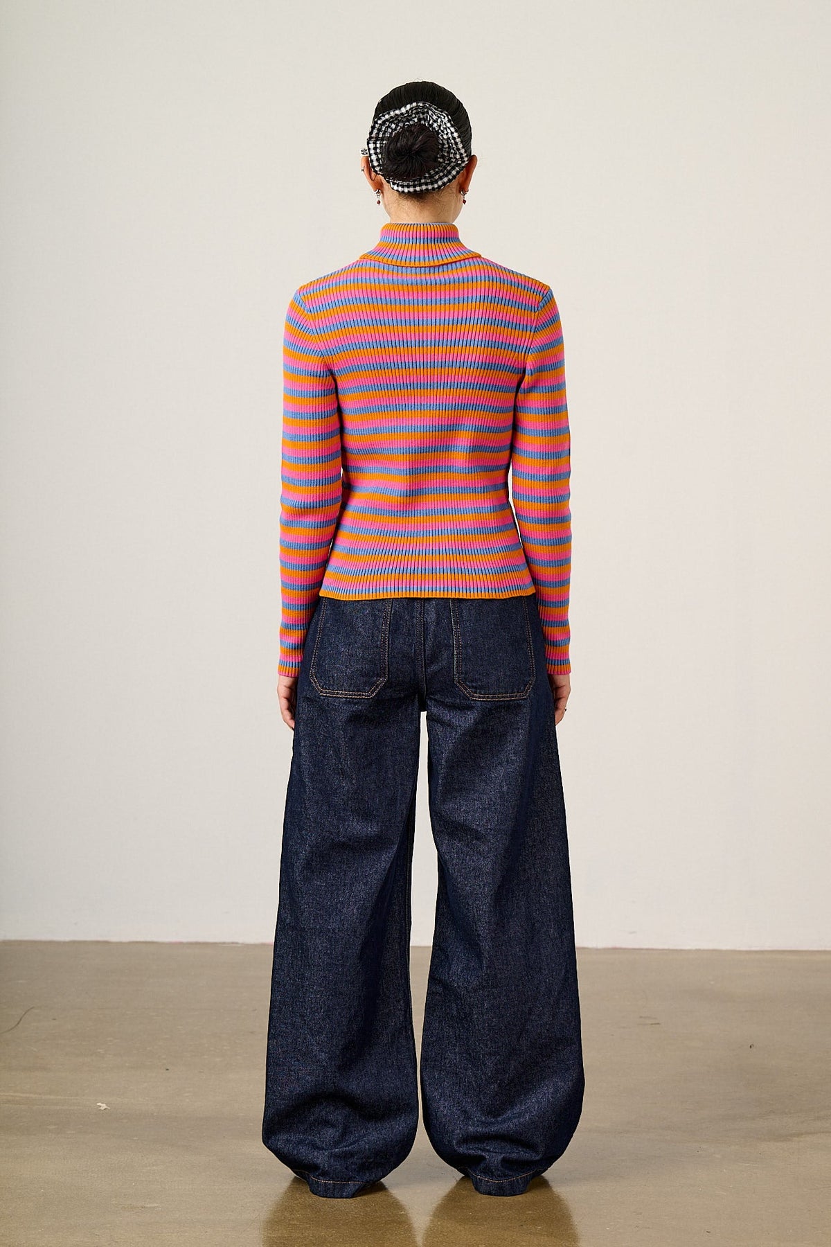 Eva - Roll Neck Jumper in Masquerade Stripe