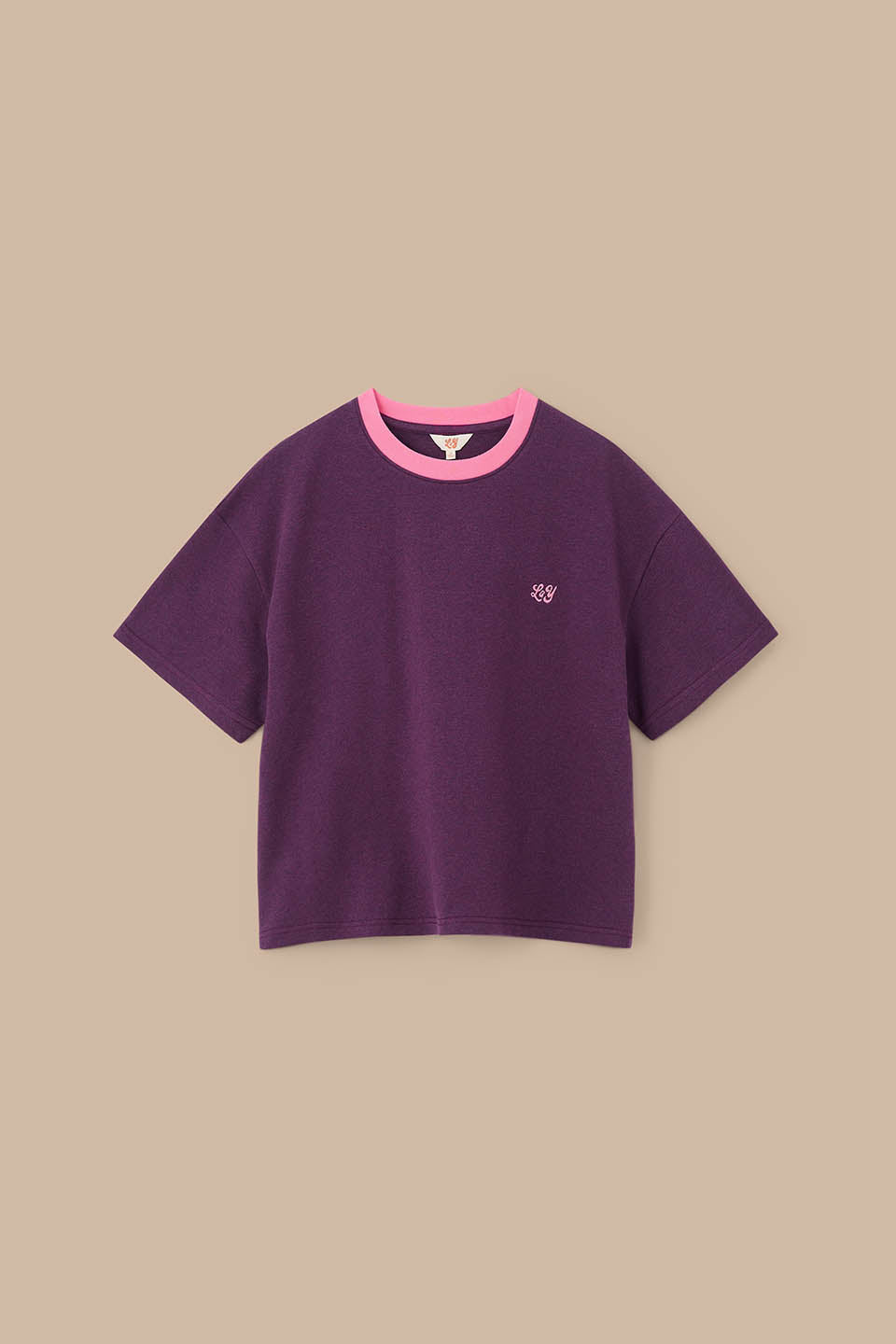 Everlie - Oversized Cotton Marl Tee in Burgundy