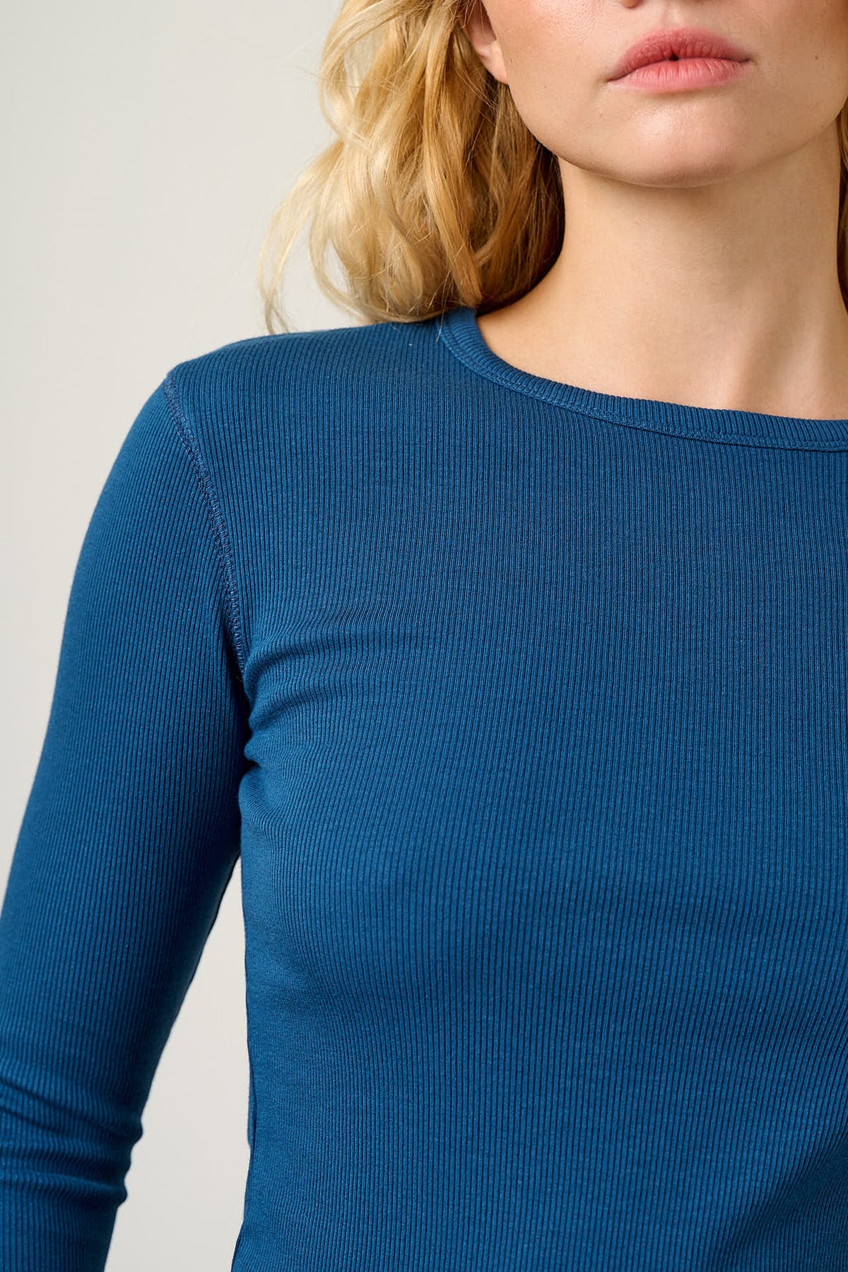 Grayson Long Sleeve Top - Organic Cotton in Blue Opal