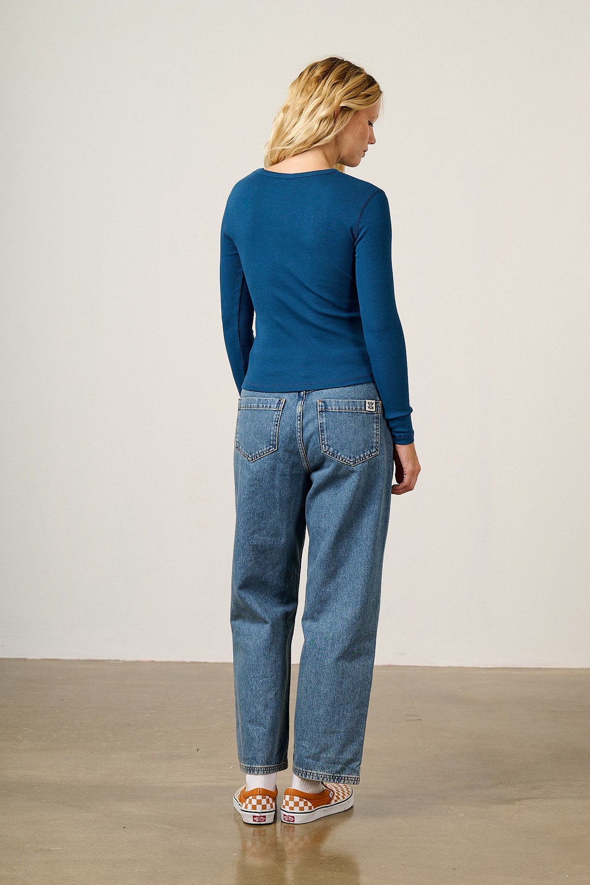 Grayson Long Sleeve Top - Organic Cotton in Blue Opal