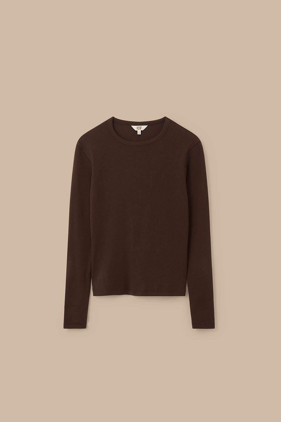 Grayson - Long Sleeve Cotton Top in Chocolate