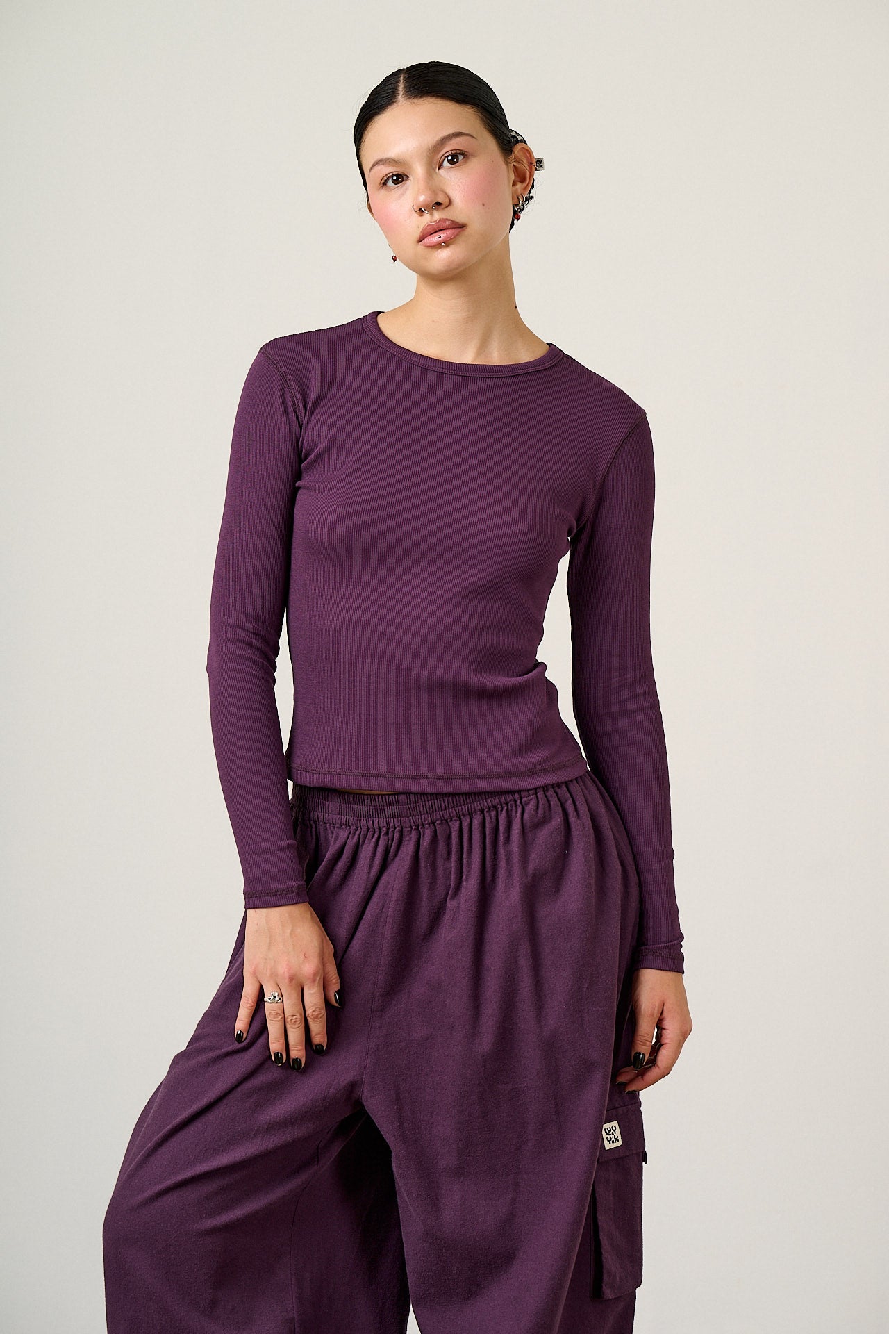 Grayson - Long Sleeve Cotton Top in Pink