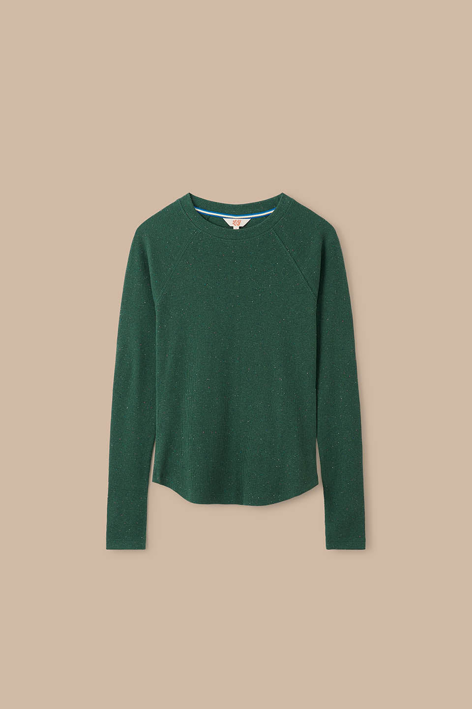 Harlow - Organic Cotton Long Sleeve Raglan Tee in Dark Green