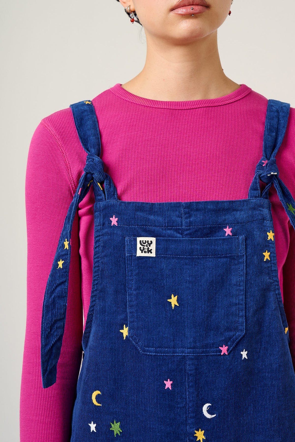 Jenny - Organic Corduroy Overalls with Confetti Star Emb