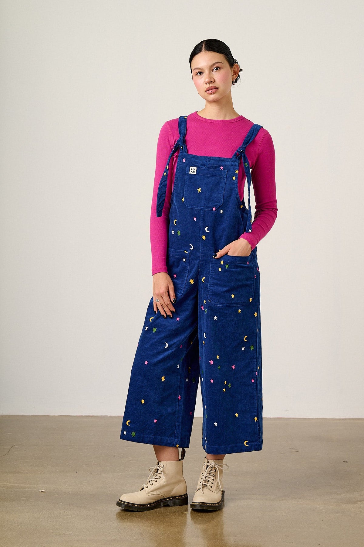 Jenny - Organic Corduroy Overalls with Confetti Star Emb