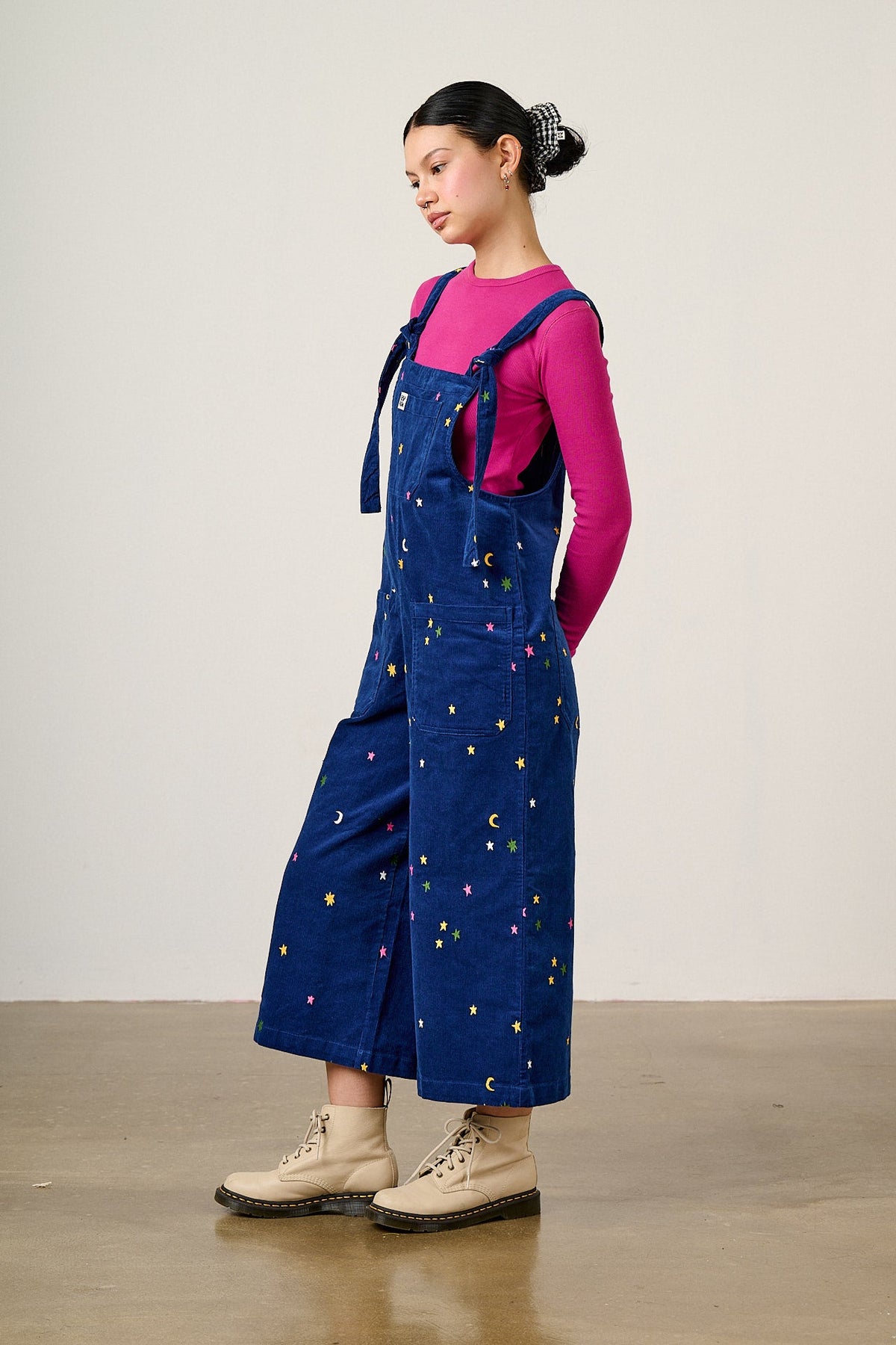 Jenny - Organic Corduroy Overalls with Confetti Star Emb