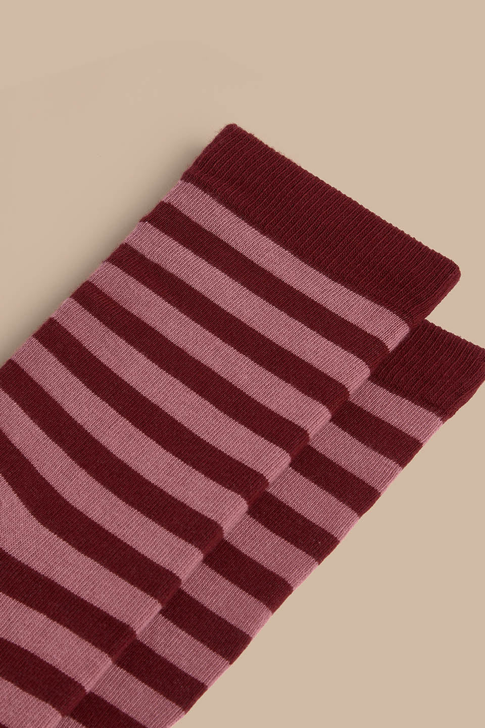 JoJo - Cotton Socks in Pink and Burgundy Stripe