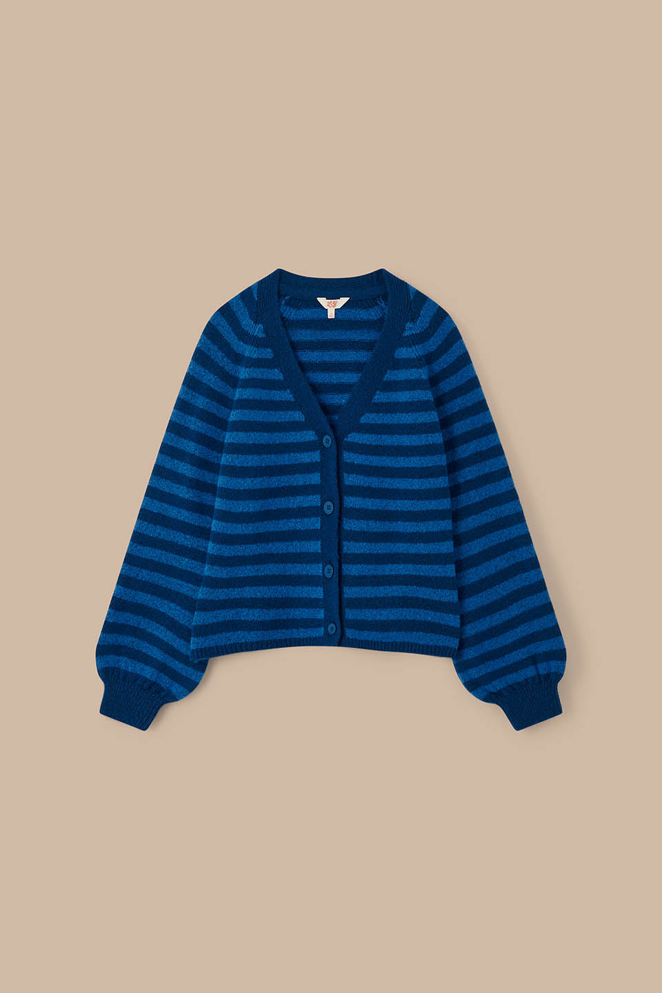 Juniper - RWS Wool Knitted Cardigan in Blue Stripe