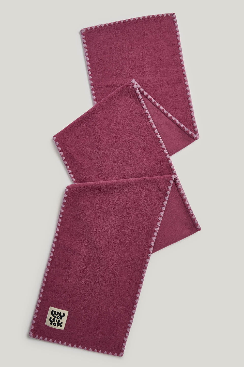 Kiri - Polar Fleece Blanket Stitch Scarf in Pink