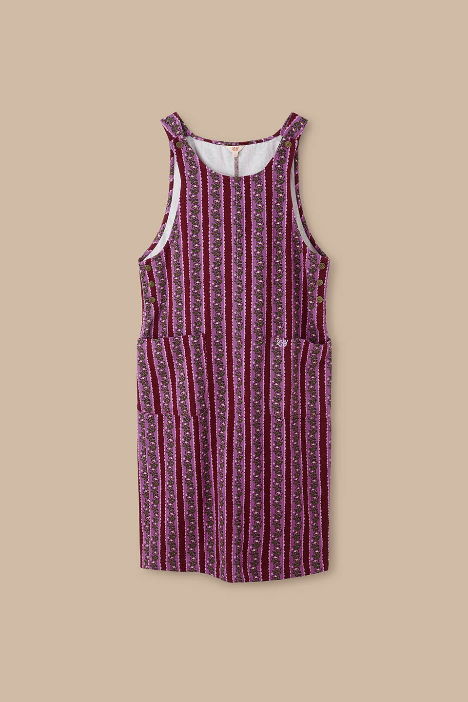 Lily - Organic Cotton Midi Dress in Folk Floral Stripe