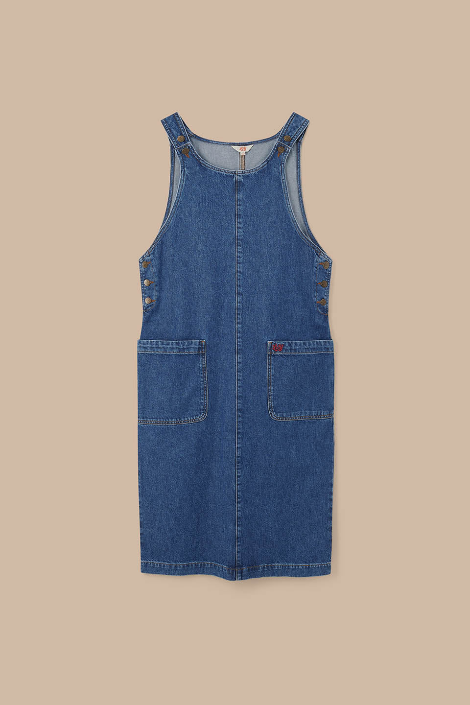 Lily - Denim Midi Dress in Mid Wash