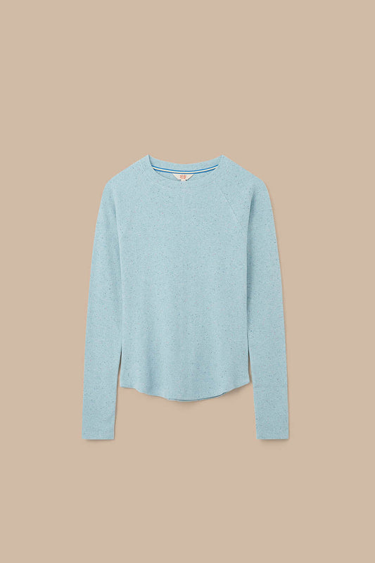 Harlow - Organic Cotton Long Sleeve Raglan Tee in Light Blue
