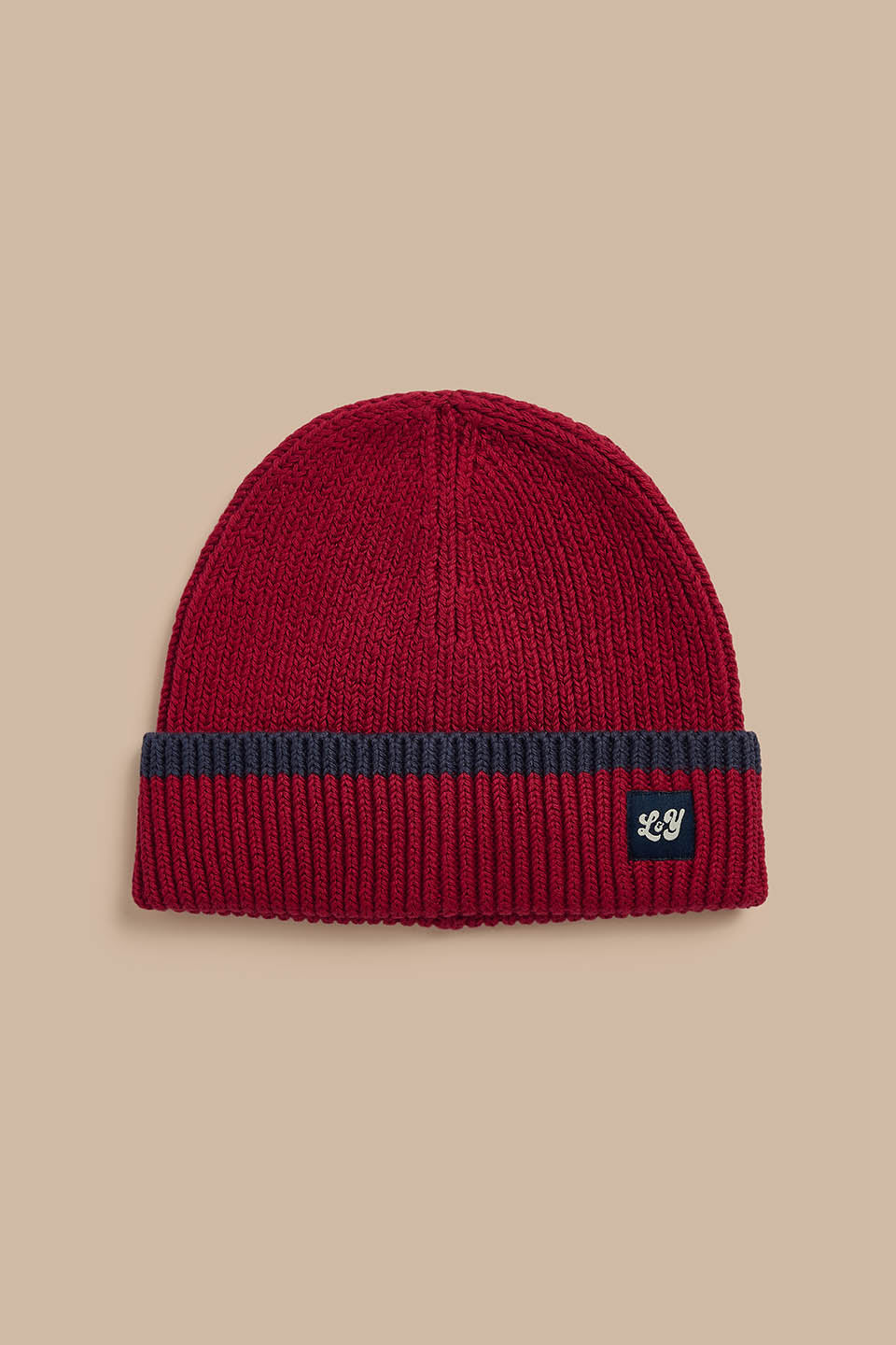 Luca - Organic Cotton Beanie in Burgundy with Contrast Trim