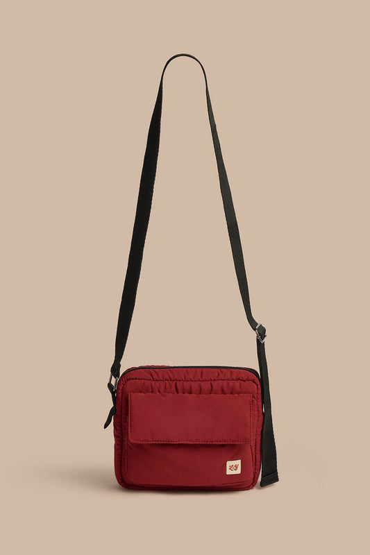 Maddox - Recycled Polyester Crossbody Bag in Maroon