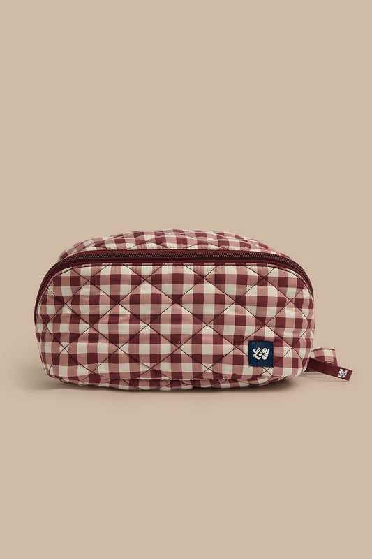 Makari - Open Washbag in Red and Ecru Gingham