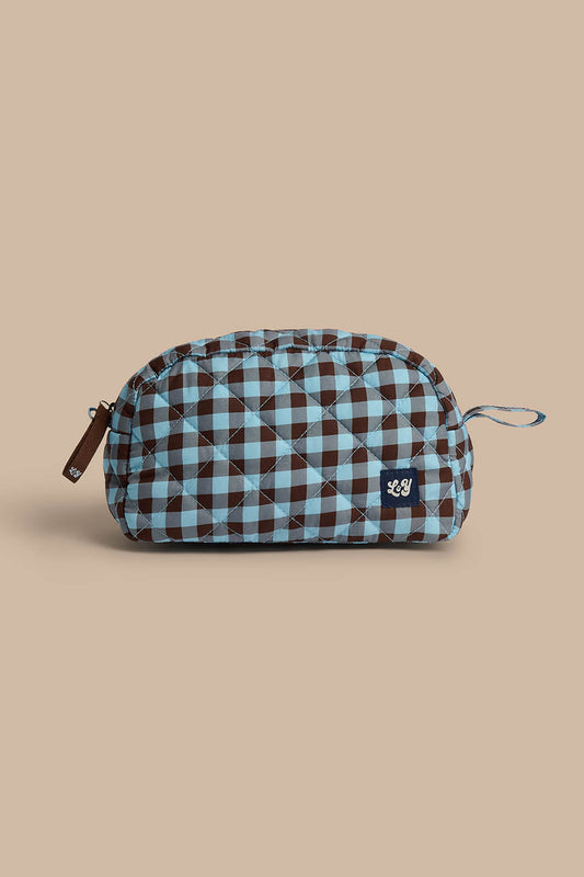 Malina - Small Washbag in Blue and Brown Check