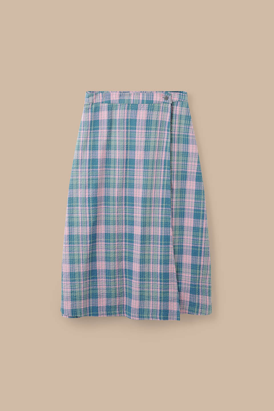 Miley - Cotton Wrap Skirt in Seersucker Palace Check
