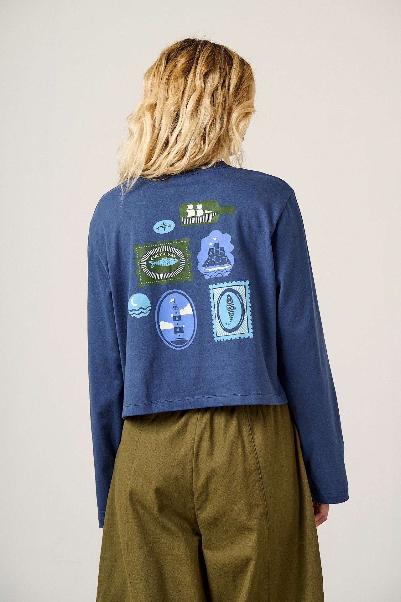 Mio - Cotton T-shirt in Navy Sardines