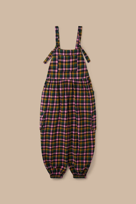 Miyada - Brushed Cotton Dungarees in Botanist Gingham