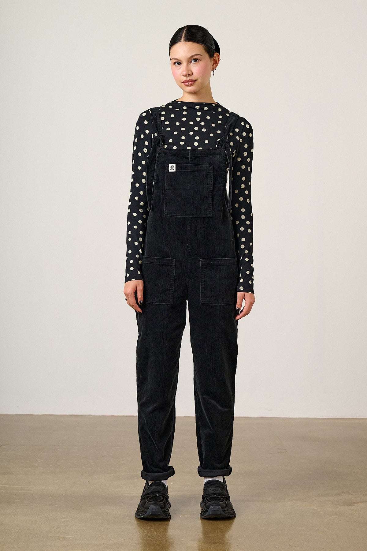 Sara Mock Neck Top - Viscose in Polka Dot