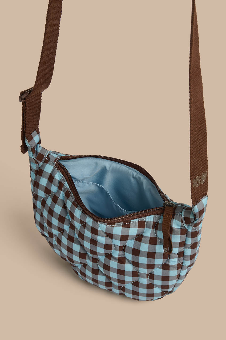 Reims - Crossbody Bag in Blue and Brown Check
