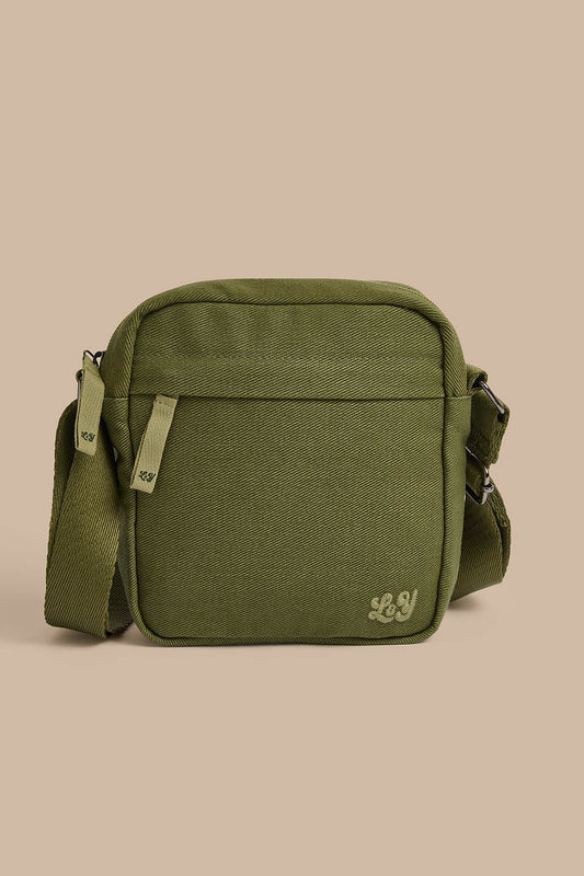 Roxton Crossbody Bag - Organic Cotton in Khaki