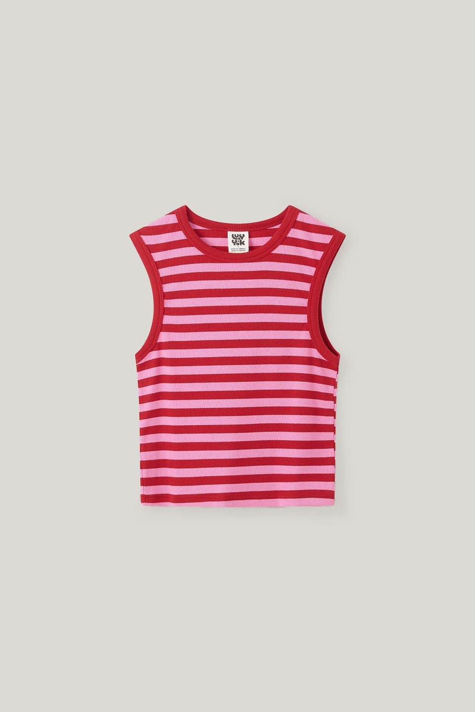 Rue Tank Top - Organic Cotton in Pink & Red Stripe
