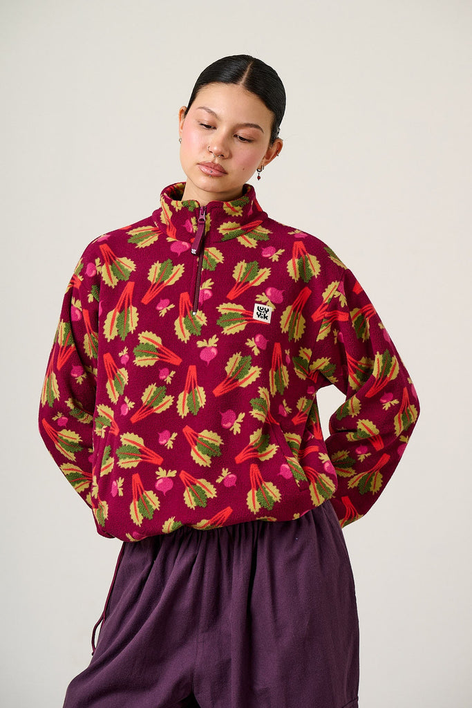 Stevie Polar Fleece - Recycled Polyester in Rhubarb