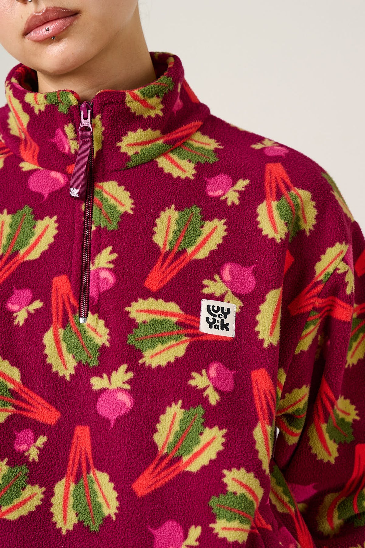 Stevie - Recycled Polyester Fleece in Rhubarb