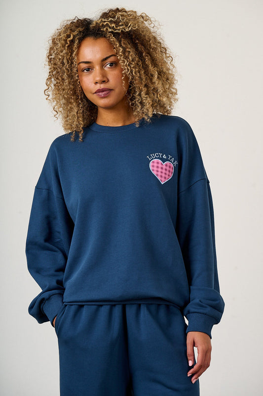 Sutton - Organic Cotton Blend Sweatshirt in Love Heart Applique