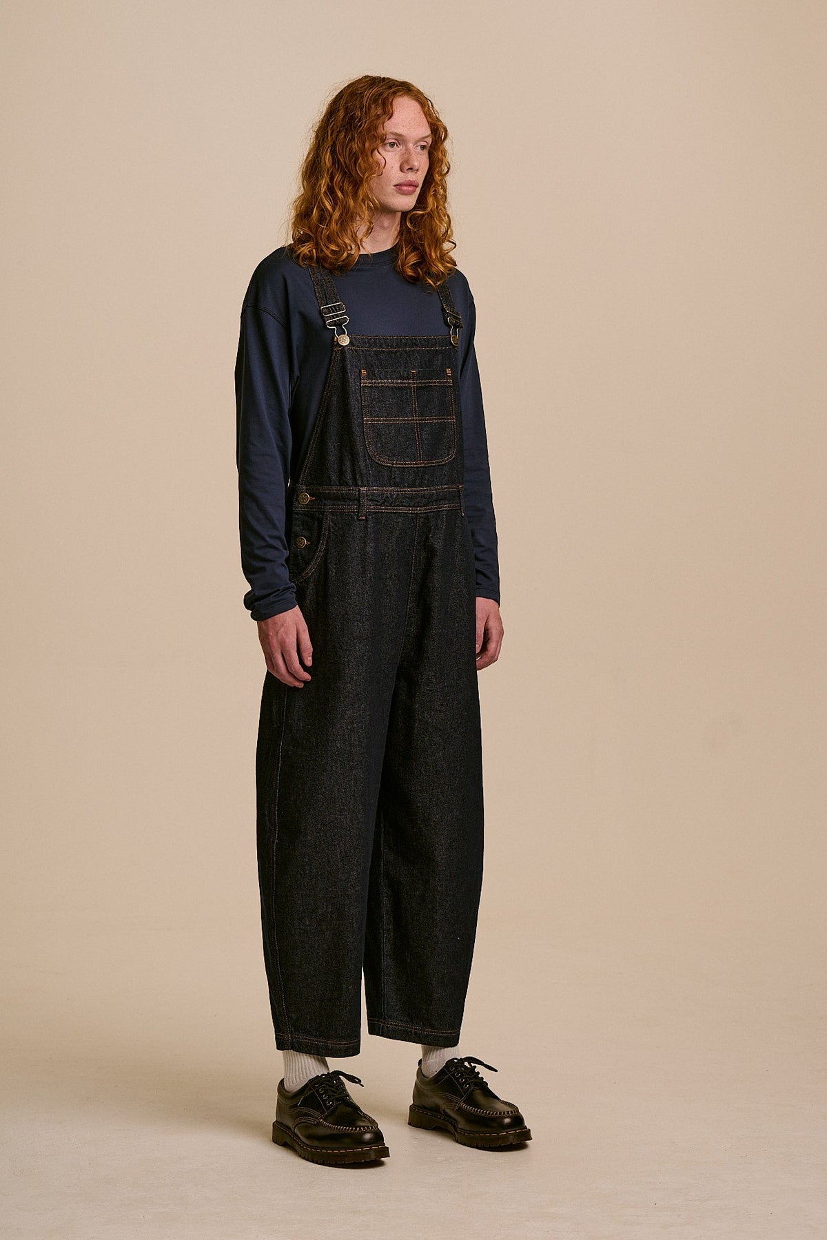 Toluca Barrel Leg Dungarees - Organic Cotton Denim in Indigo