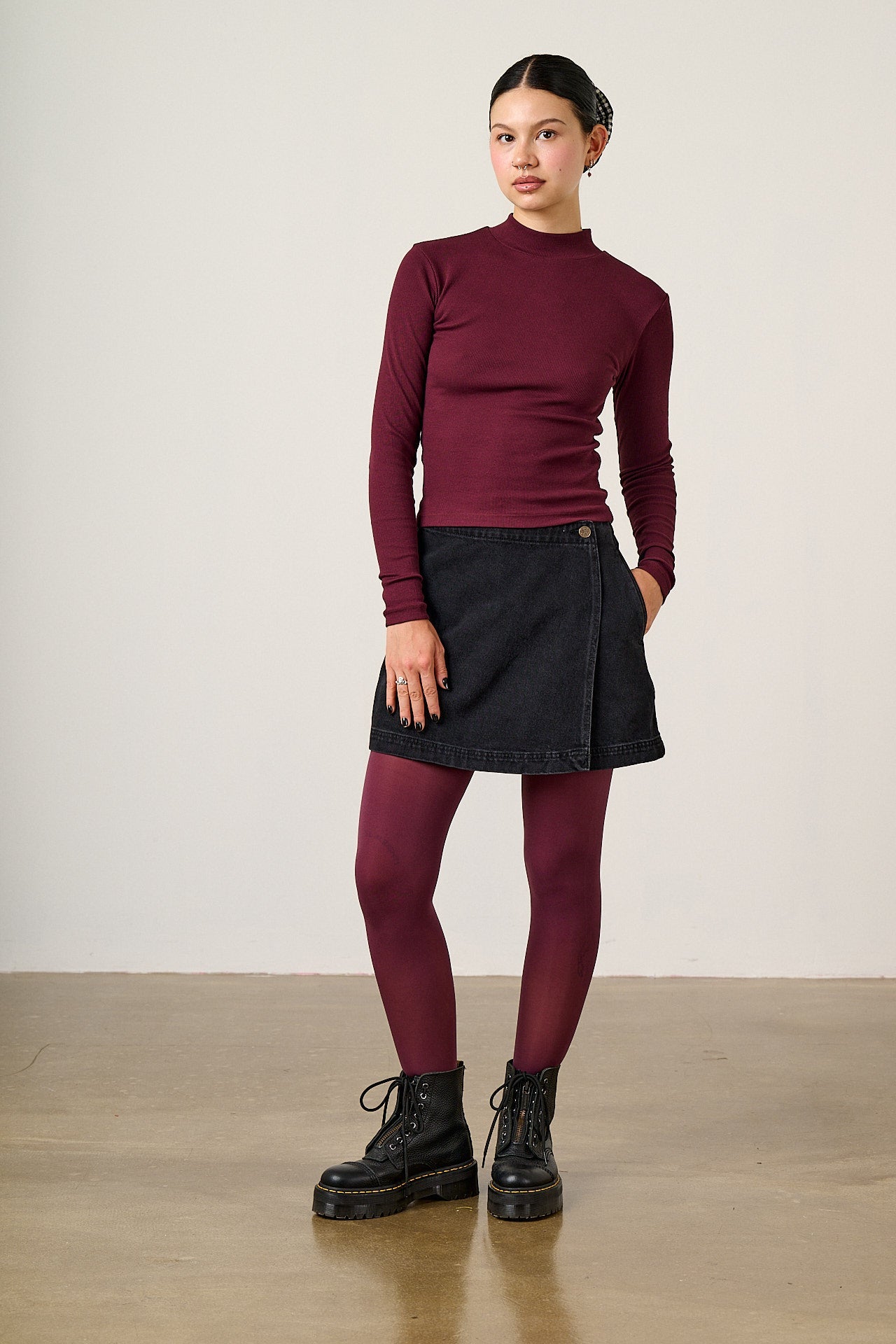 Veeda - Denim Skort in Black Wash Denim