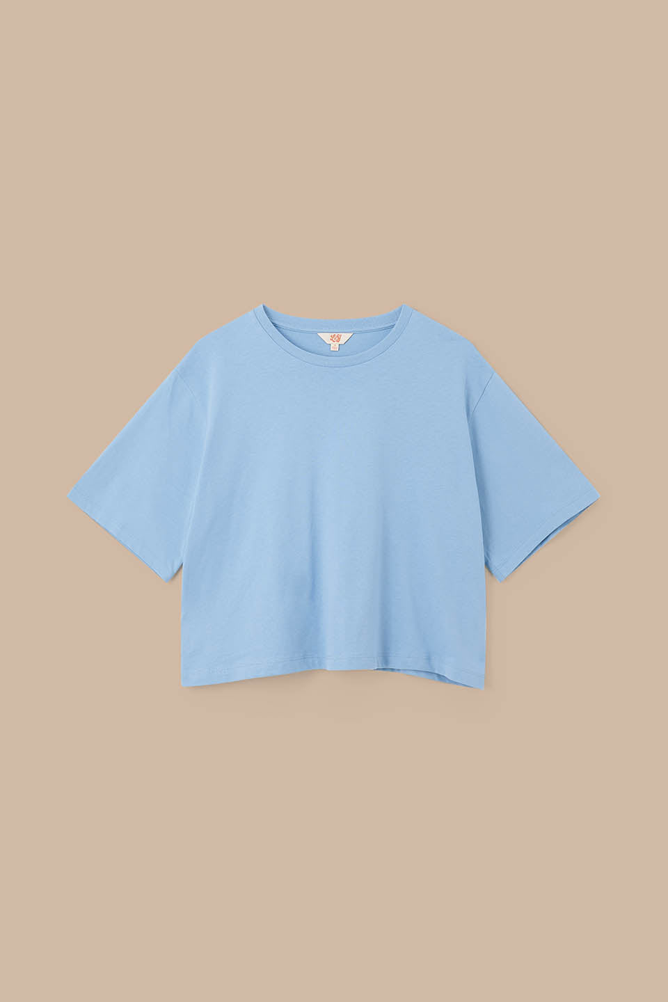 Zayla Cropped Boxy T-Shirt - Organic Cotton in Dusky Blue